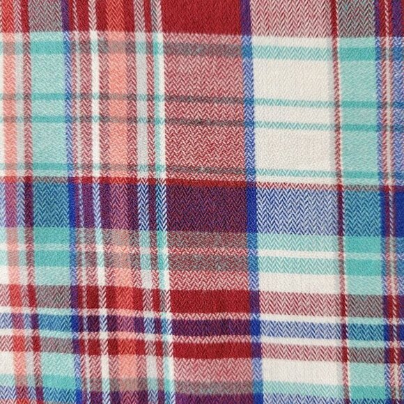 Chic Plaid Blouse Size 2X Button Front Sleeve Slit and Cuff Red Blue Vintage Y2K - Picture 5 of 15